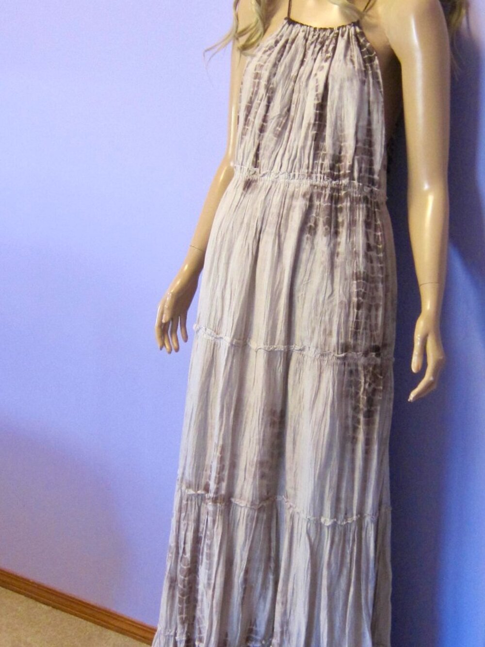 DENIM & SUPPLY RALPH LAUREN Dyed BOHO HIPPIE HALTER FESTIVAL PEASANT MAXI DRESS